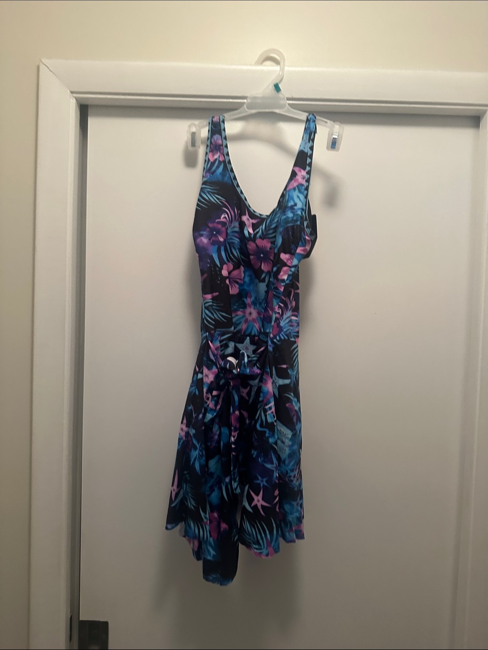 Floral Tropical Blue & Purple One-Piece Swimdress